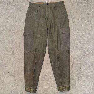 Military Vintage Original WW2 1940s Dated Swedish Army M39 Wool Cargo Trousers